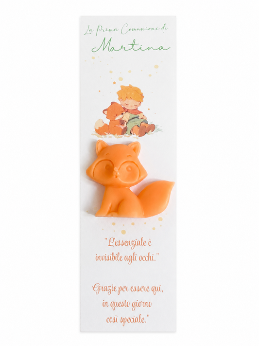 CANDELA SEGNAPOSTO CON CARTONCINO - VOLPE PICCOLO PRINCIPE