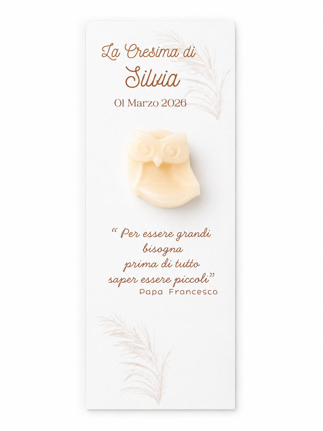CANDELA SEGNAPOSTO CON CARTONCINO CON GUFETTO