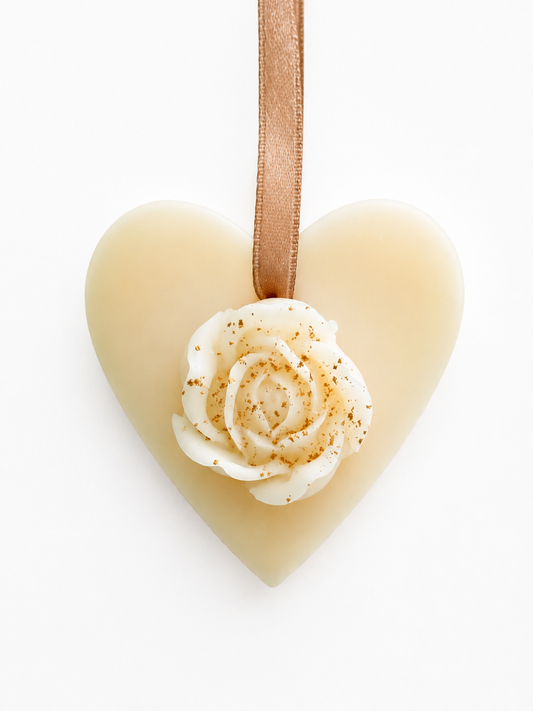 CANDELA PROFUMATORE PER CASSETTI CUORE CON ROSA