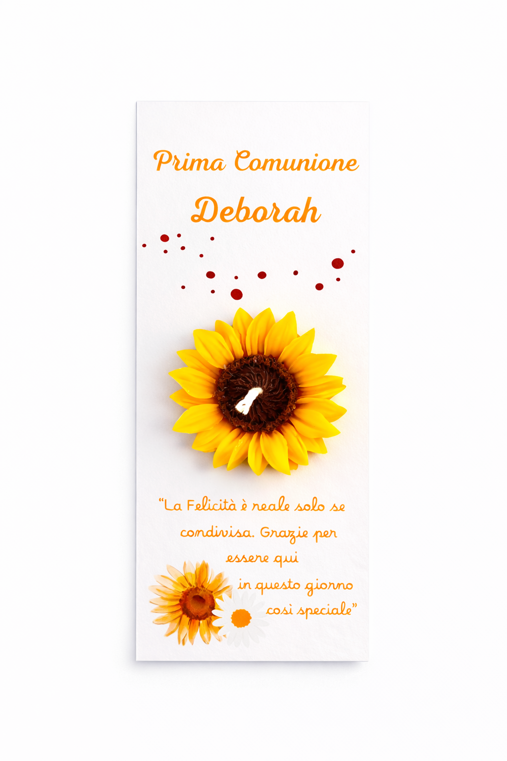 CANDELA SEGNAPOSTO CON CARTONCINO - GIRASOLE