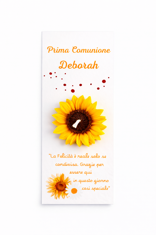 CANDELA SEGNAPOSTO CON CARTONCINO - GIRASOLE