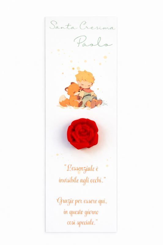 CANDELA SEGNAPOSTO CON CARTONCINO - ROSA PICCOLO PRINCIPE