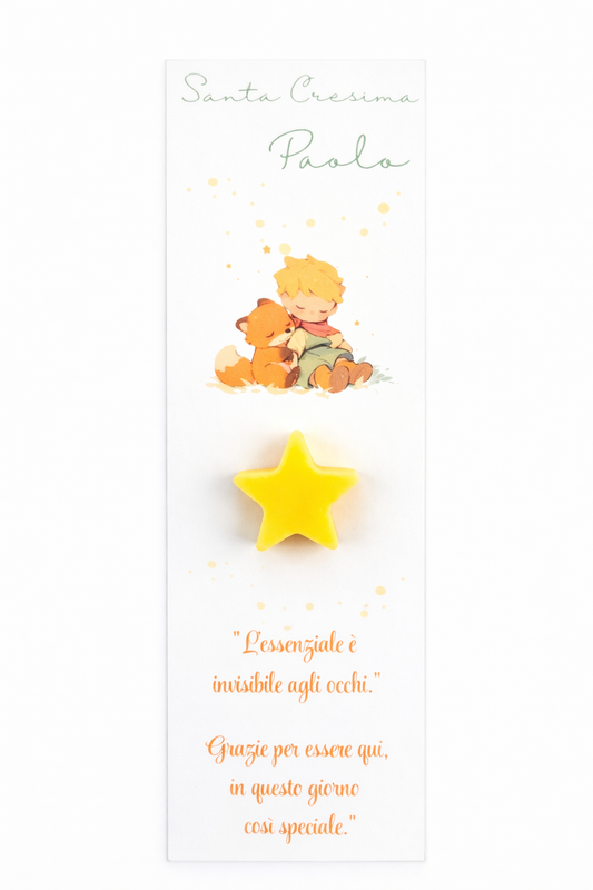 CANDELA SEGNAPOSTO CON CARTONCINO - STELLA PICCOLO PRINCIPE