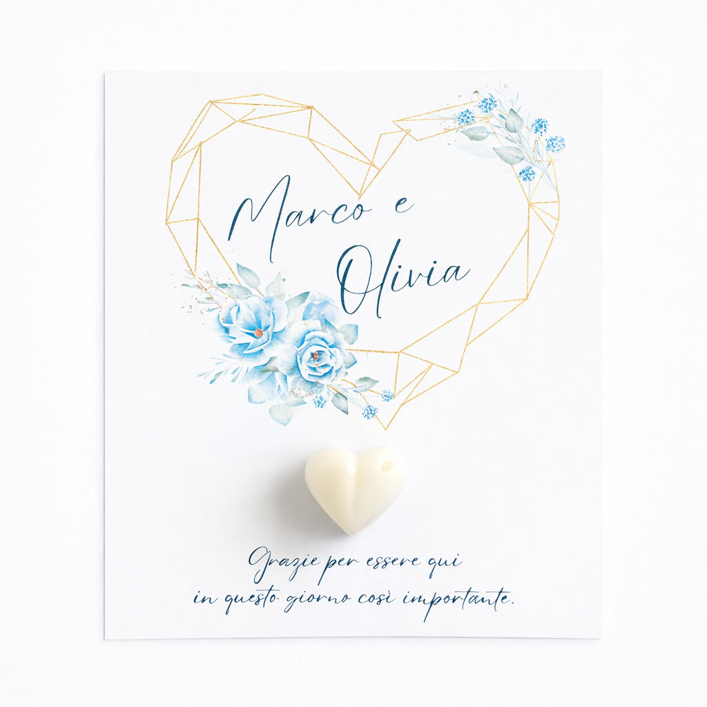CANDELA SEGNAPOSTO CON CARTONCINO - CUORE BOMBATO