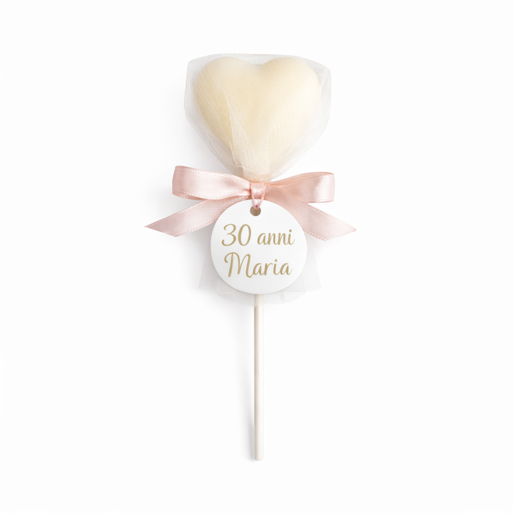 CANDELA SEGNAPOSTO CUORE CON TAG