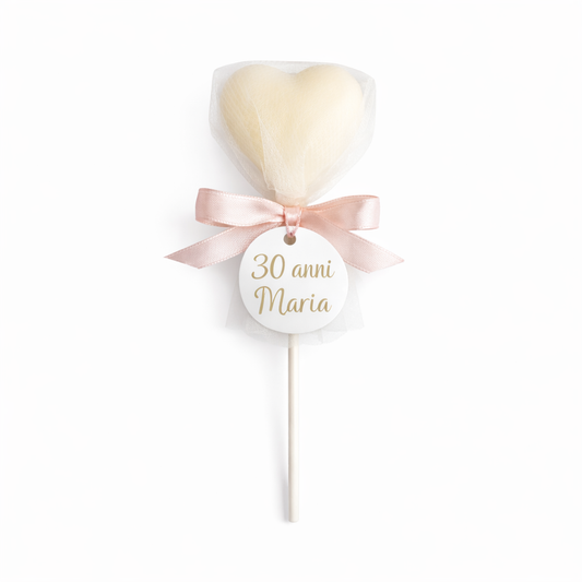 CANDELA SEGNAPOSTO CUORE CON TAG