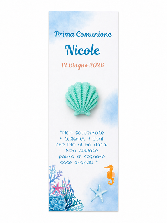 CANDELA SEGNAPOSTO CON CARTONCINO - CONCHIGLIA