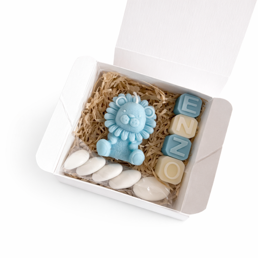 CANDELA LEONCINO CELESTE 5,5 CM X 4CM CON NOME