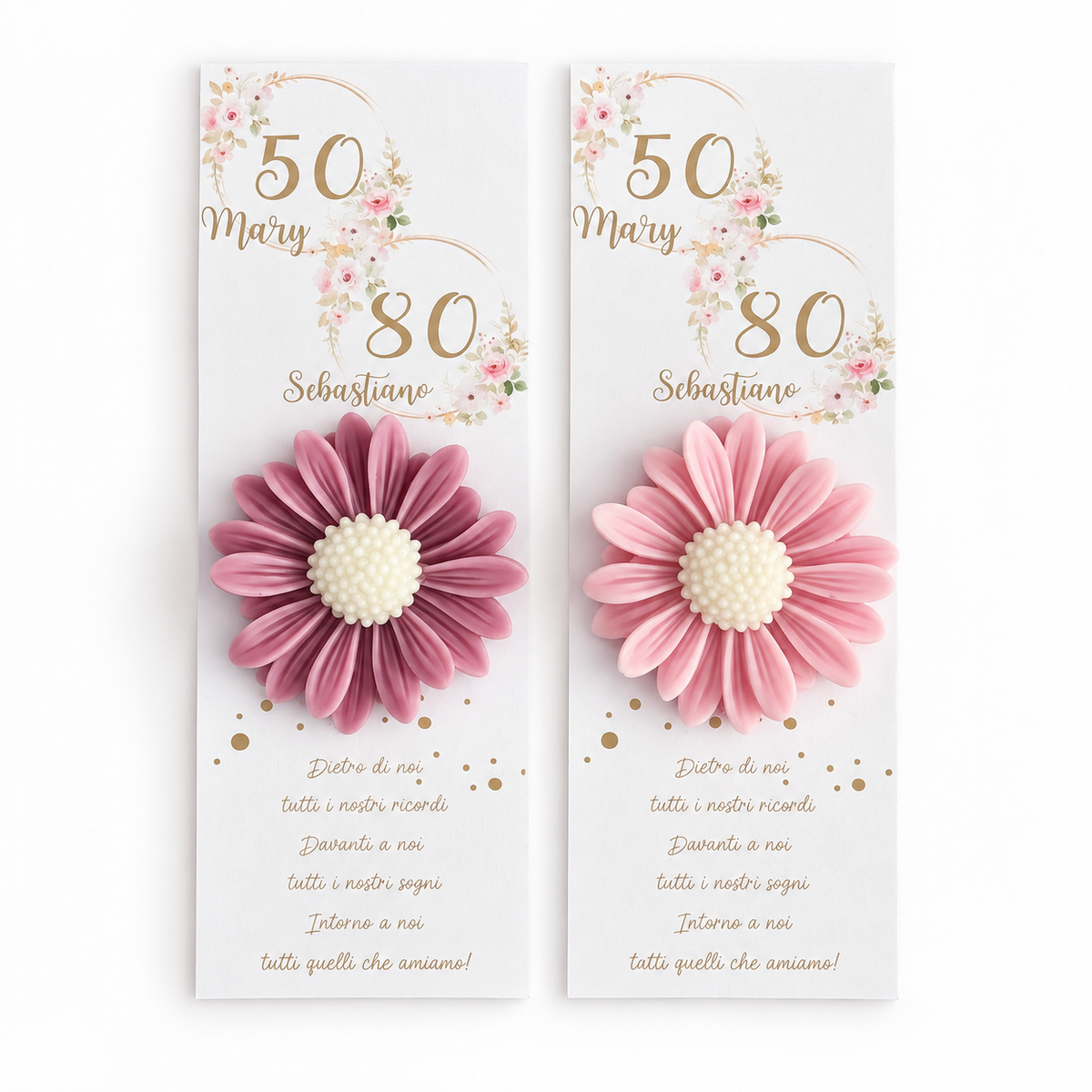 CANDELA SEGNAPOSTO CON CARTONCINO - MARGHERITA COMPLEANNO