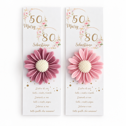 CANDELA SEGNAPOSTO CON CARTONCINO - MARGHERITA COMPLEANNO