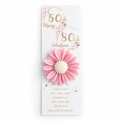 CANDELA SEGNAPOSTO CON CARTONCINO - MARGHERITA COMPLEANNO