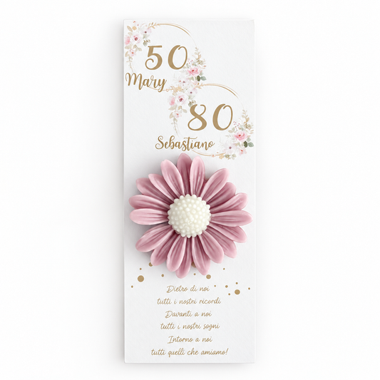 CANDELA SEGNAPOSTO CON CARTONCINO - MARGHERITA COMPLEANNO