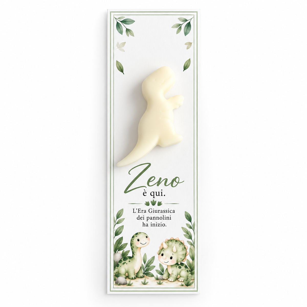 CANDELA SEGNAPOSTO CON CARTONCINO - DINOSAURI ASSORTITI