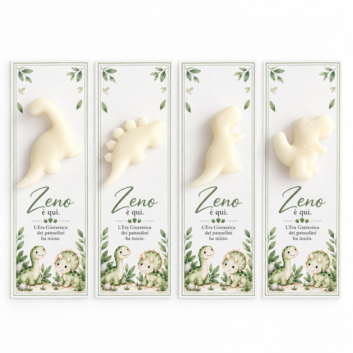 CANDELA SEGNAPOSTO CON CARTONCINO - DINOSAURI ASSORTITI