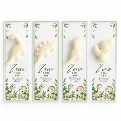 CANDELA SEGNAPOSTO CON CARTONCINO - DINOSAURI ASSORTITI